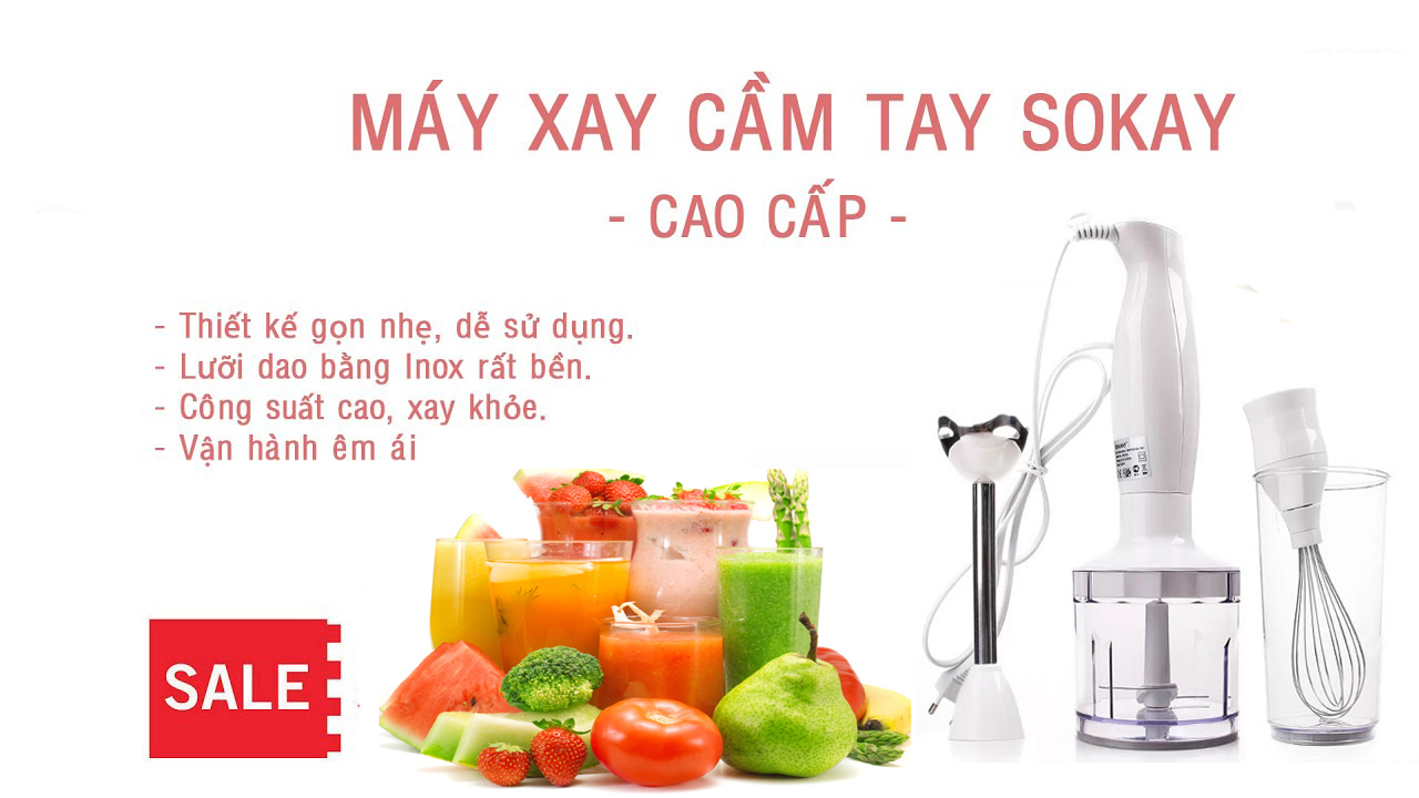 Máy Xay Cầm Tay Cho Trẻ Ăn Dặm,  Máy Say Sinh Tố Cầm Tay Sokany Hb 230 (1000W), Dùng Là Thích (Tặng Kèm Quà Tặng), Bảo Hành Lâu Dài Mã Số 45