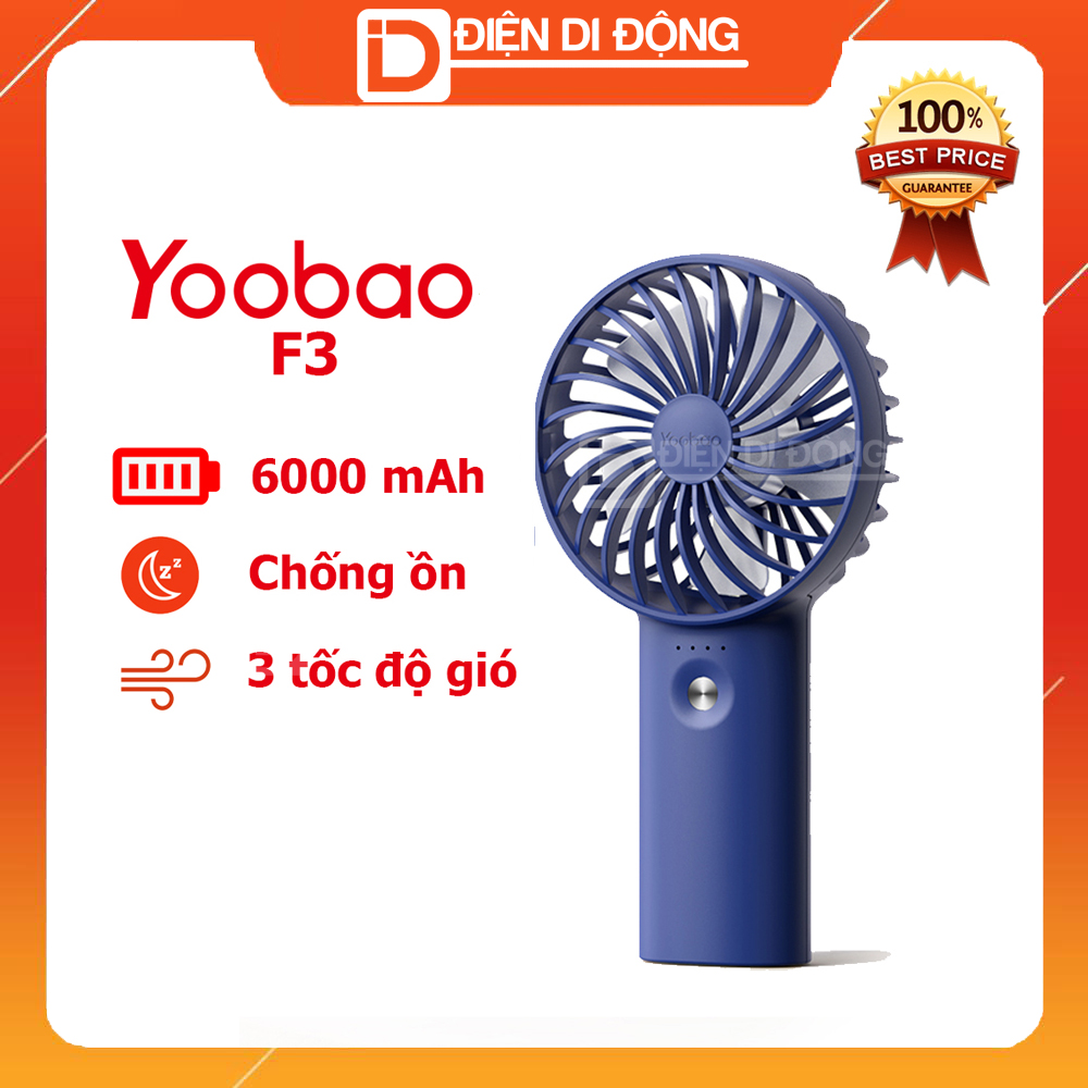 Quạt cầm tay Yoobao F3 pin 6000 mAh motor không chổi than chất lượng cao