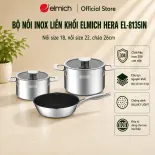 (SALE 8.8)Bộ nồi Inox liền khối Elmich Hera EL-8135IN size 18, 22 chảo 26cm