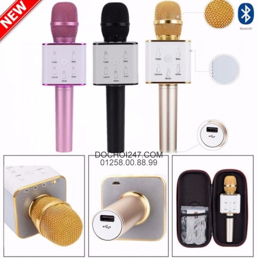 Micro karaoke kèm loa Tuxun Q7Micro kết nối hát karaoke cho điện thoạiMic Hát Karaoke Bluetooth Q7 mic hát cầm tay tiện lợi kèm loa 2021 cực hay