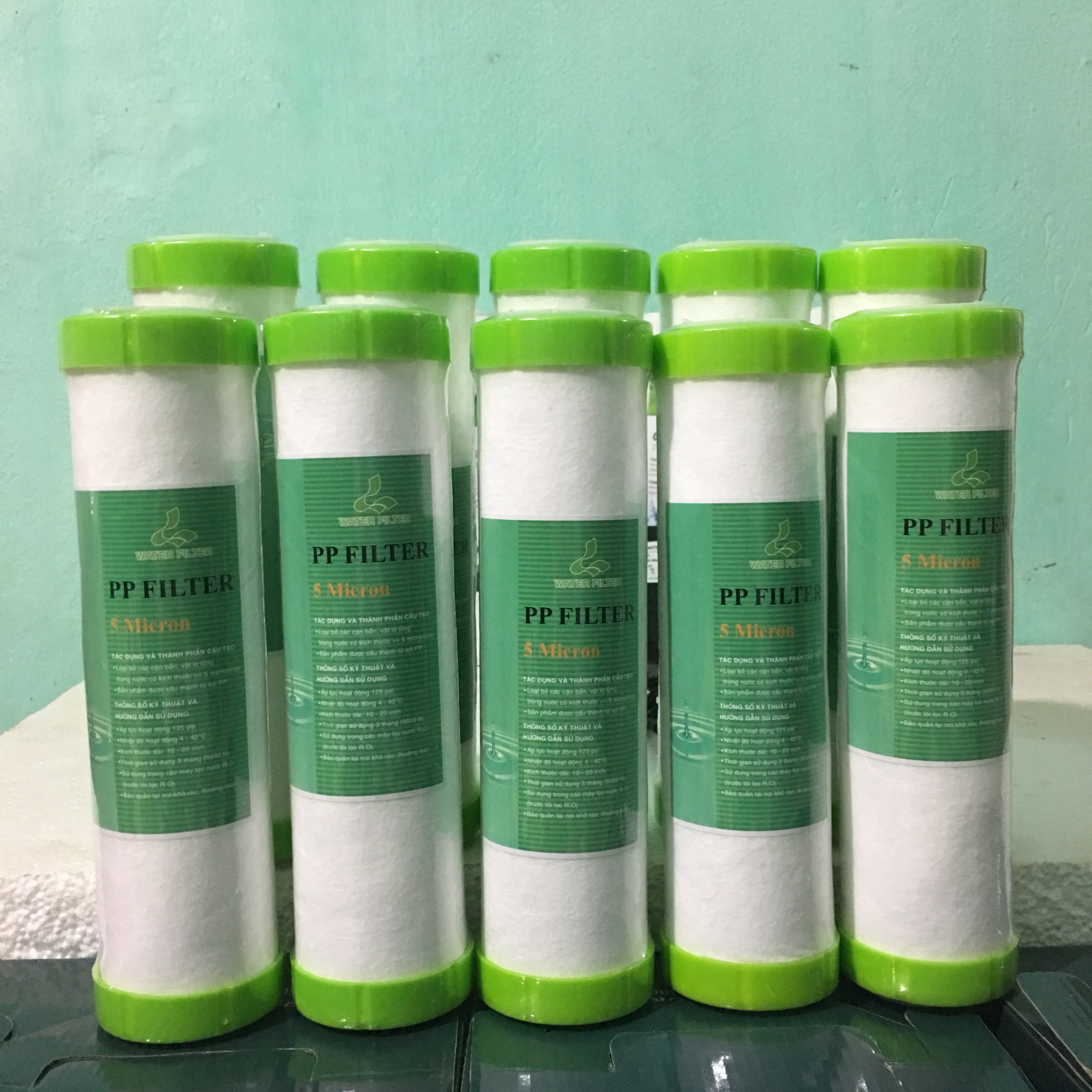 Combo 10 lõi lọc thô số 1 có nắp bịt đầu - Dành cho tất cả các loại máy lọc nước gia đình