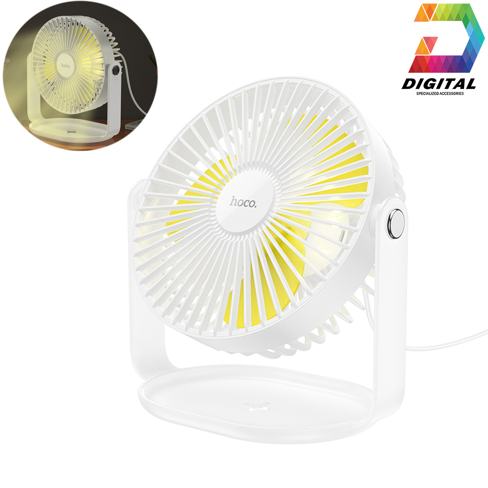 Quạt để bàn 4 tốc độ tích hợp đèn ngủ hoco f14 chính hãng