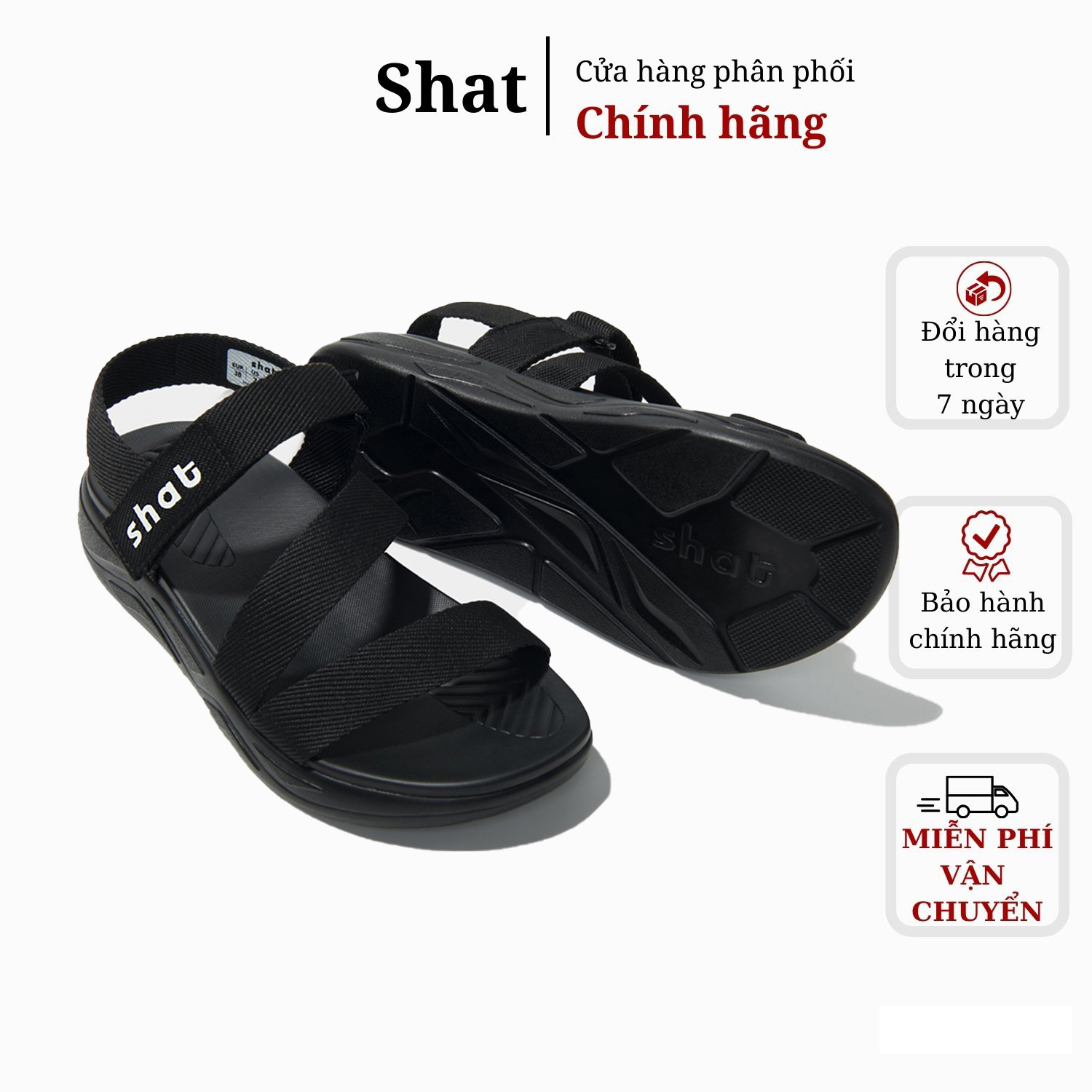Giày sandal Shat full đen S1M1010 Shondo Shat chính hãng
