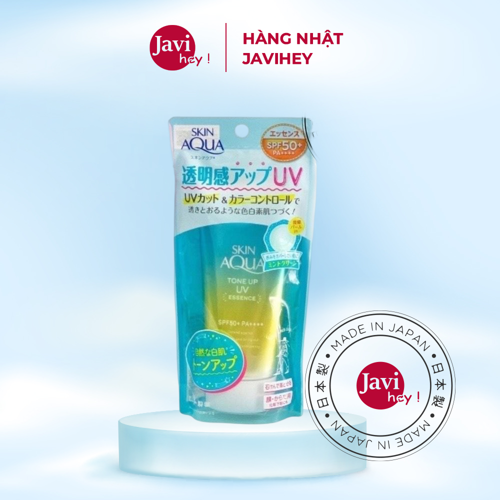 (80G Sx NhậT BảN) Kem Chống Nắng Skin Aqua Tone Up Uv Essence Spf50+ Pa++++ MàU Xanh