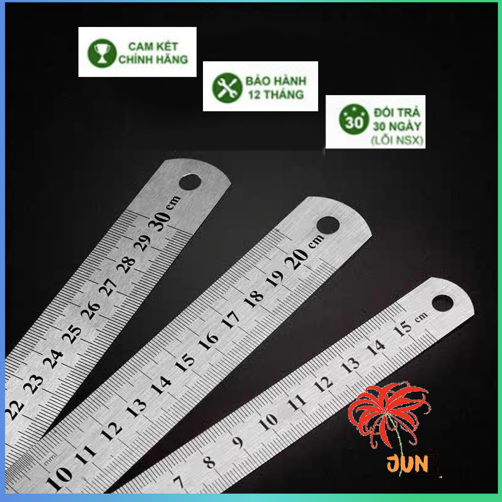 Thước kẻ kim loại không gỉ 15cm, 20cm