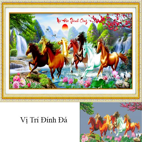 Tranh đính đá Mã đáo thành công Kt 160*70cm