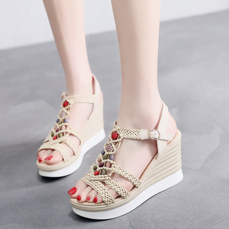 Sandal Nữ Đế Xuồng Quai Đan siêu nhẹ, siêu êm 8cm. Dép Nữ Đế Xuồng.