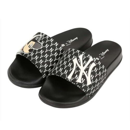 ♞▪⊙  Dép Quai Ngang Mlb Mickey Đen Ny Dép mlb mickey siêu êm chân bản giới hạn full size nam nữ