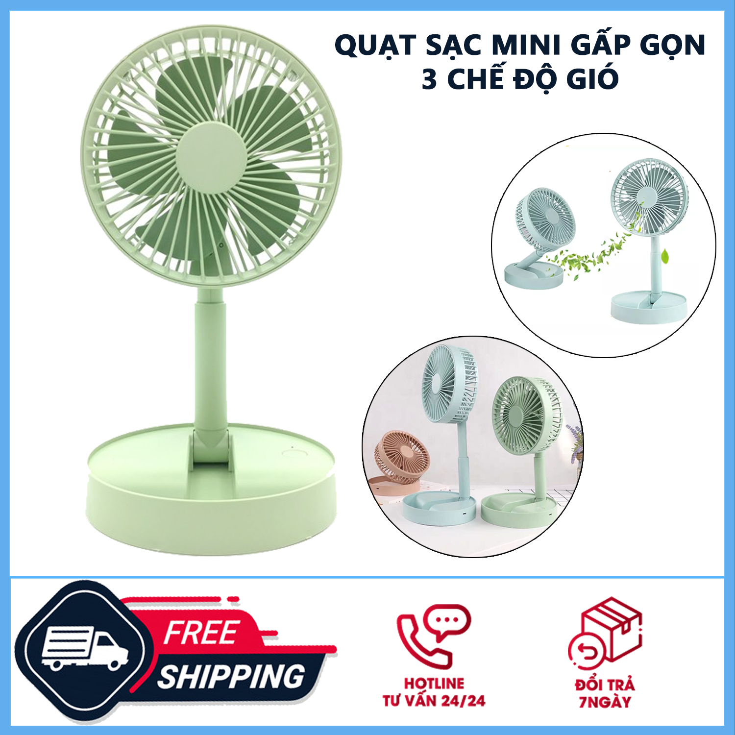 Quạt mini sạc điện - Quạt mini, Quạt Cầm Tay, Để bàn - Quạt Mini Sạc Pin Cầm tay có thể gấp gọn, nhỏ gọn tiện lợi, dễ dàng mang theo khi đi ra ngoài - Quạt Mini Để Bàn Sạc Tích Điện Gấp Gọn USB Fan A9