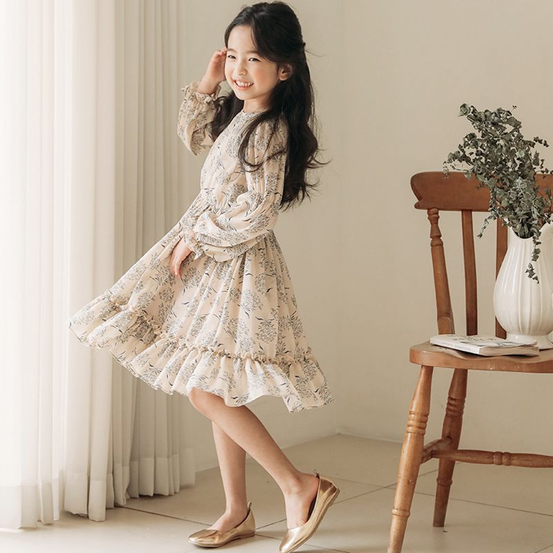 Váy công chúa hoa xinh dài tay cho bé gái Sophia V41