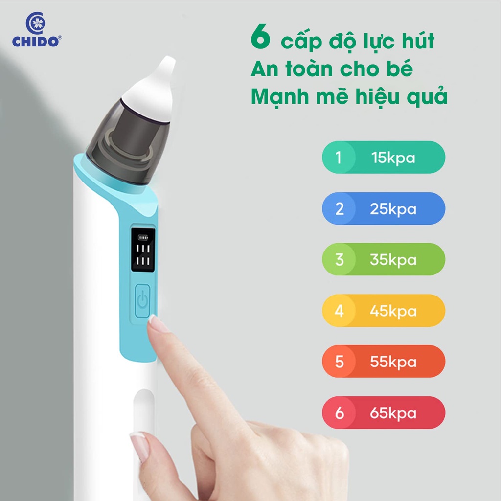 Máy hút mũi điện Chido 6 cấp độ hút tự động cầm tay không dây thông minh 2 đầu hút cho trẻ sơ sinh và trẻ nhỏ