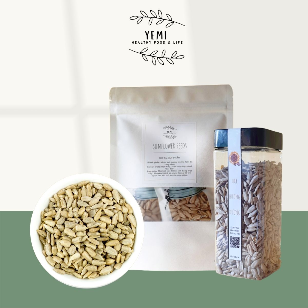 Hạt hướng dương tách vỏ sấy chín nguyên vị YEMI