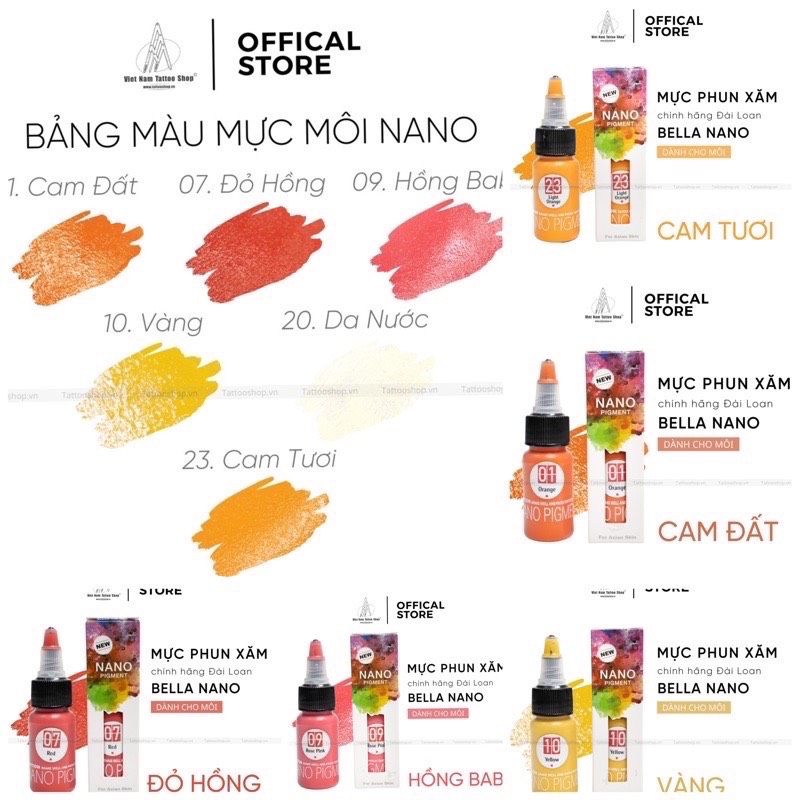 Mực Phun Xăm Môi Bella Nano Pigment chính hãng Đài Loan