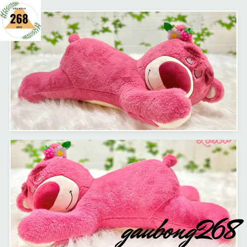 Gấu bông lotso - gấu dâu tây nằm 35cm-60cm cao cấp - gaubong268