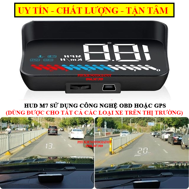 Màn hình hud m7 hiển thị tốc độ trên kính lái ô tô