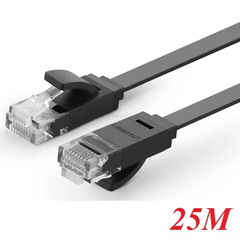Ugreen 11222 25m màu đen cáp mạng lan cat6 upt cáp dẹp nw104