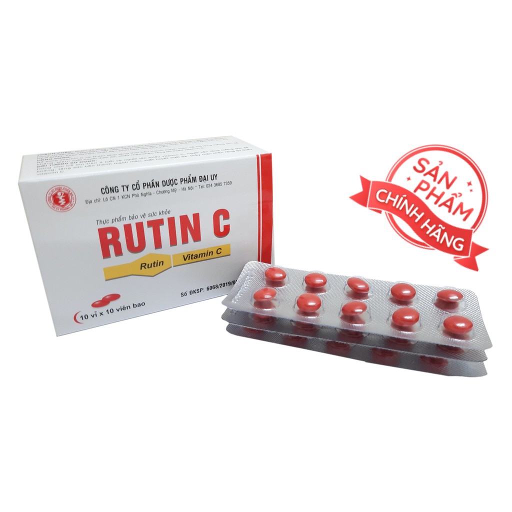 Viên uống Rutin C  giảm viêm nhiệt miệng, giảm táo bón, tiêu trĩ, nhuận tràng, thanh nhiệt cơ thể - Hộp 100 viên