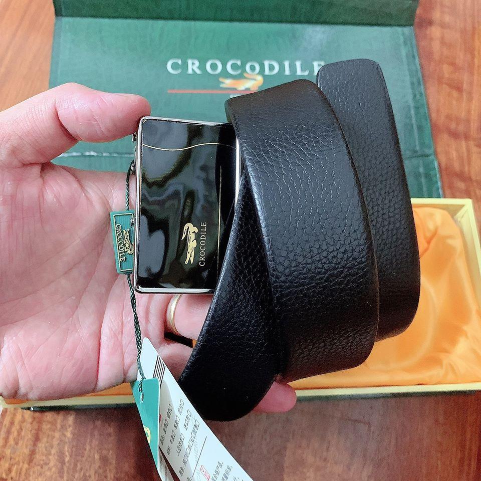 Thắt lưng da cá sấu mặt bóng đẹp - Thắt lưng nam, dây nịt nam cá sấu thời trang phong cách Hàn Quốc full hộp