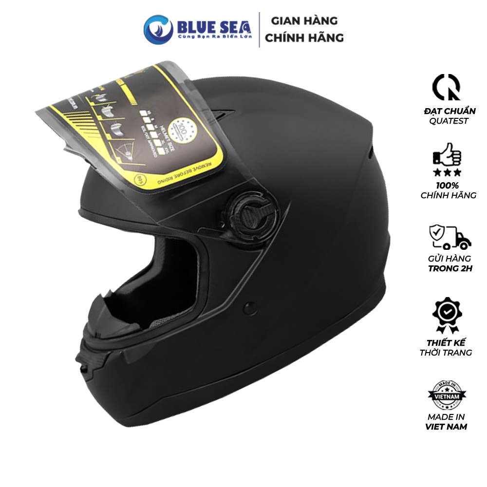 Mũ Bảo Hiểm FullFace BLUE SEA - A105 - Thời trang cá tính - Made in Việt Nam - Hàng Chính Hãng