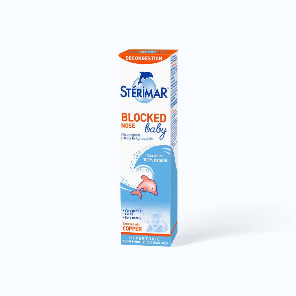 Dung dịch xịt mũi trẻ em STERIMAR Blocked Nose Baby hỗ trợ trị viêm mũi, nghẹt mũi