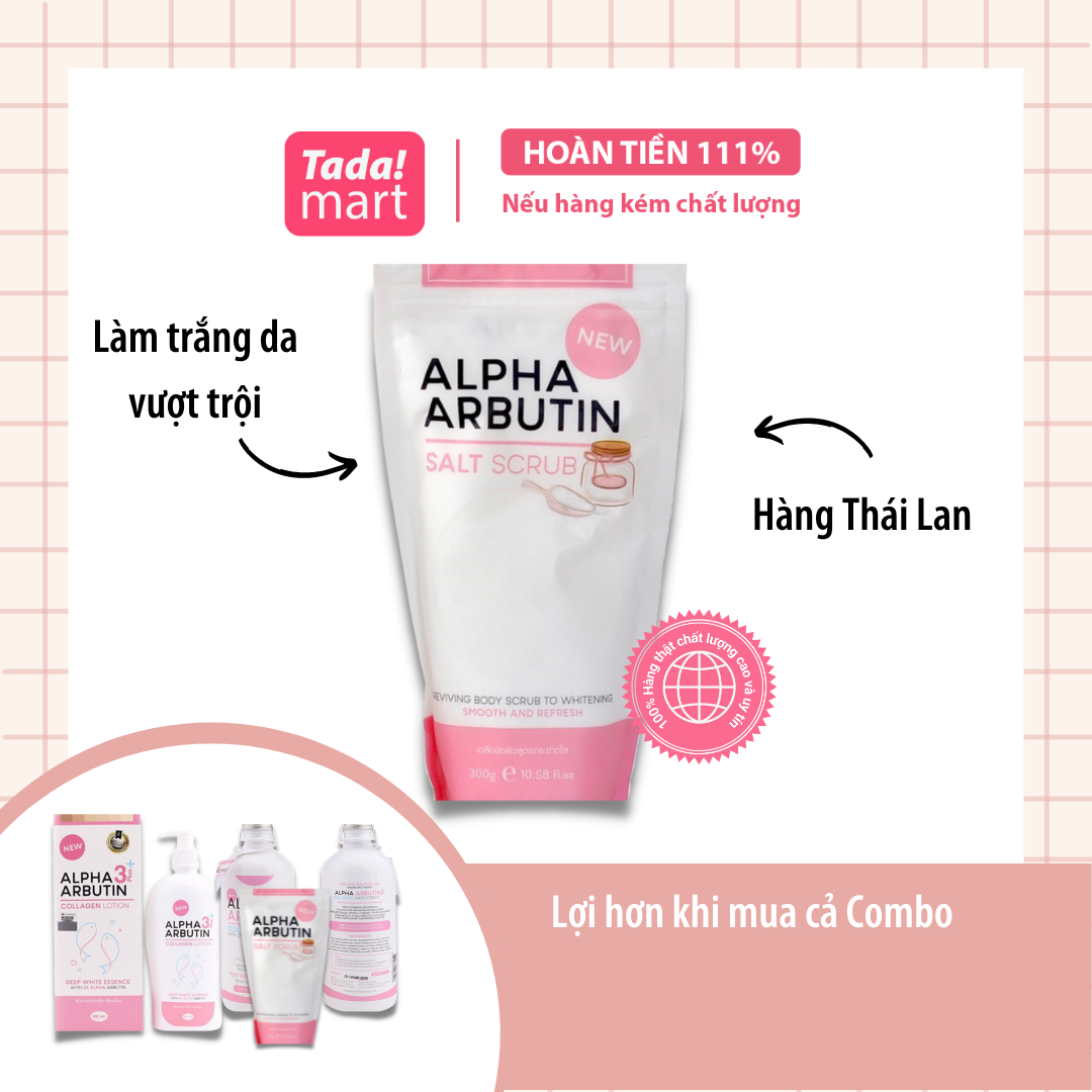 Muối tắm trắng Alpha Arbutin Salt Scrub 300g Thái Lan