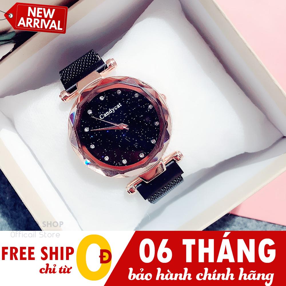 Đồng hồ nữ thời trang Candycat C49, Dây nam châm, Mặt kim tuyến đính đá lấp lánh trẻ trung, Bảo hành 6 tháng