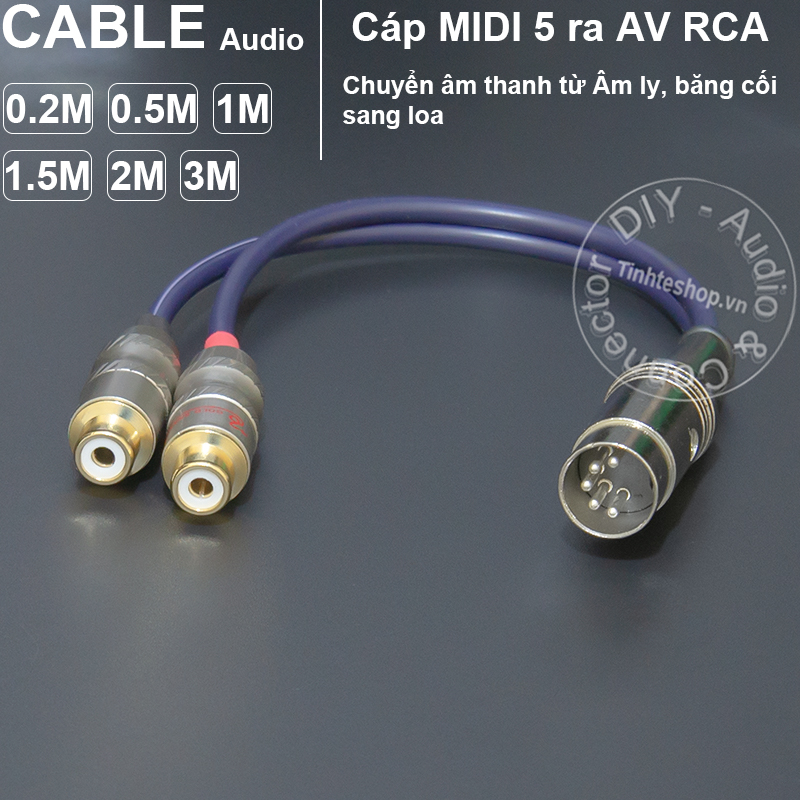 Dây 5pin sang hoa sen cắm từ Âm ly Băng cối cổ Châu Âu sang loa - Jack 5 chân sang AV