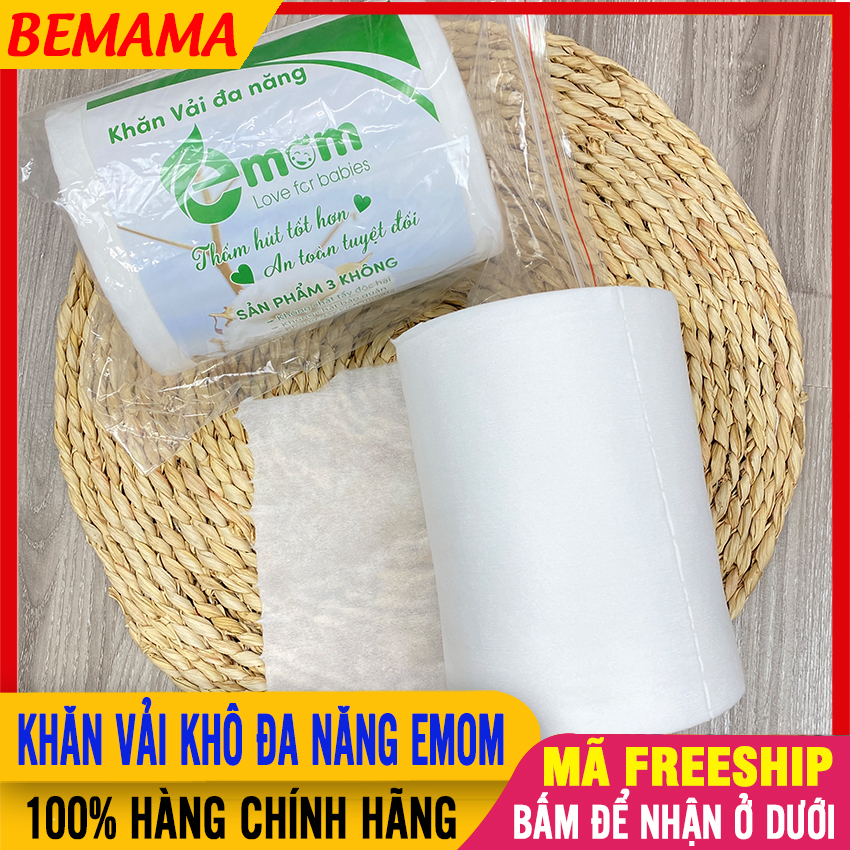 Khăn vải khô đa năng cuộn 400g emom dùng thay khăn ướt, tiện lợi, thấm hút tốt, mềm mại - khăn vải khô, khăn khô đa năng, khăn vải cuộn đa năng, khăn đa năng, khăn giấy khô bemama - khan vai cuôn emom - btt00687