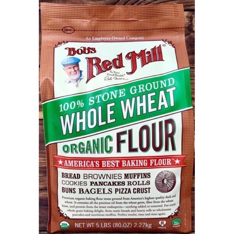Bột mỳ nguyên cám hữu cơ oraganic Whole Wheat Flouur Bob's Red Mill 2,27kg _ nhập khẩu mỹ