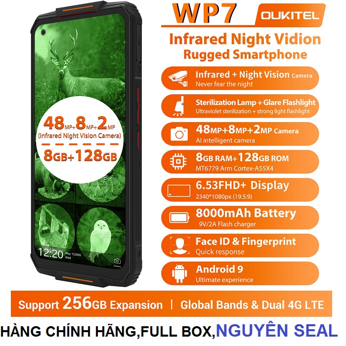 [HCM]Điện thoại Oukitel WP7(chống va đậpchống nướcRam 8GBRom 128Gbpin 8.000mAhPin khủng)