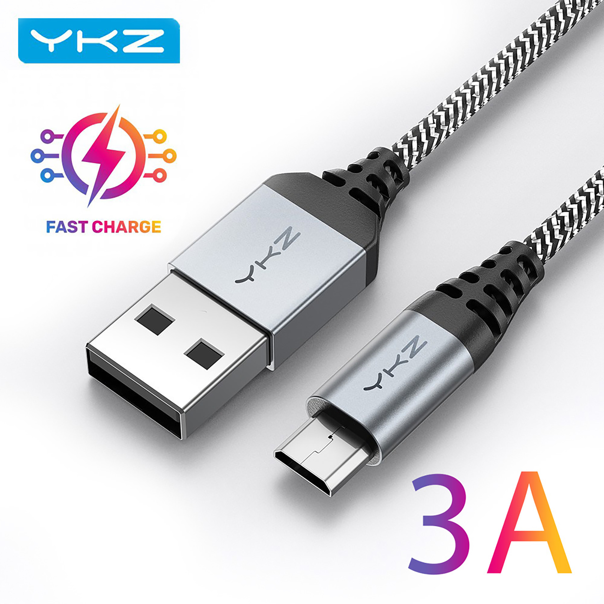Cáp sạc nhanh micro usb ykz 3a, dây sạc nhanh cho điện thoại di động android, dây sạc nhanh micro usb cho samsung huawei, xiaomi, vivo, oppo,...