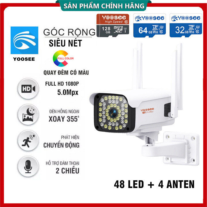 Camera ip yoosee than 5mp - full hd 1080p, xoay 350 độ, hỗ trợ led quay đêm có màu, đàm thoại 2 chiều