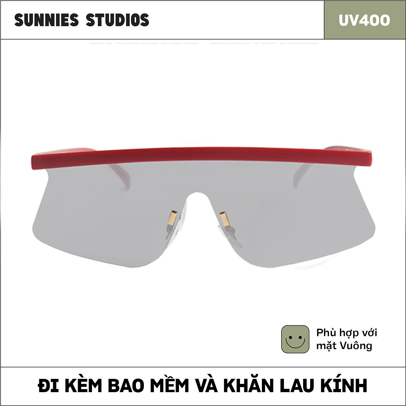 Kính mát Sunnies Studios Gọng Oversized Tráng Gương Balt in Cinnabar