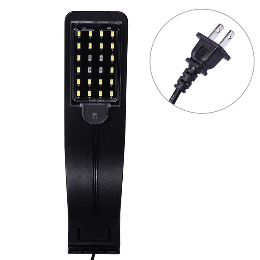 Đèn Led kẹp GEBO T400 hồ bể cá cảnh, thủy sinh 30-40cm, 10W, 2 màu trắng xanh cao cấp ( ĐEN)