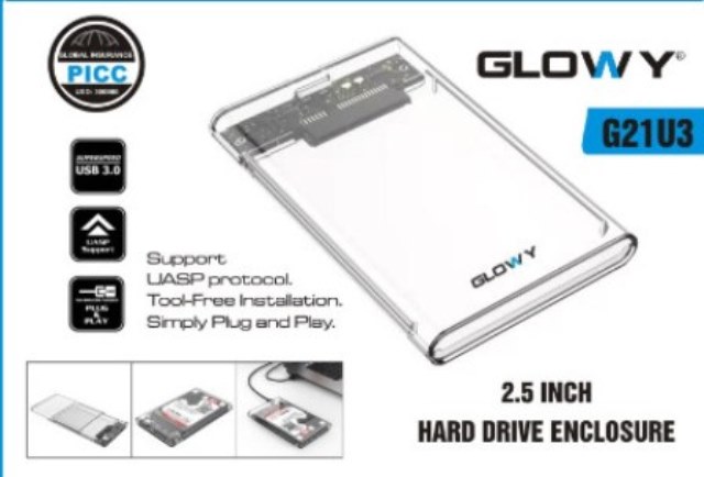 Hdd Box 2.5" trong suốt Gloway Sata3 Usb 3.0 G21U3!
