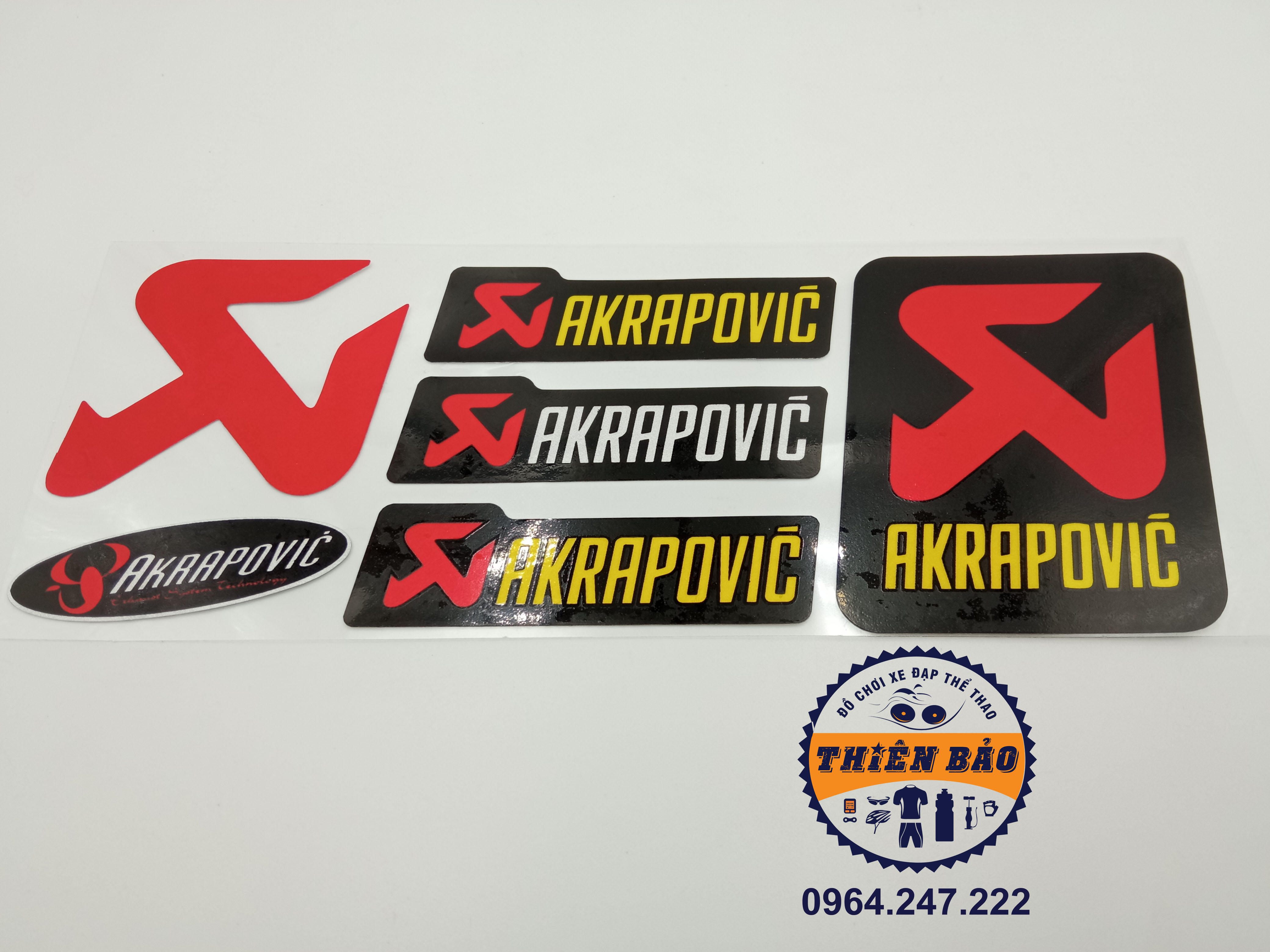 Combo 6 Tem dán pô Akrapovic Sticker dán pô xe, dán phuộc siêu chắc #84