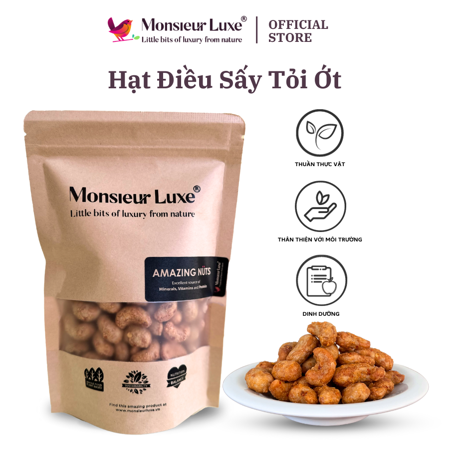 Hạt điều sấy tỏi ớt monsieur luxe - spicy garlic cashew