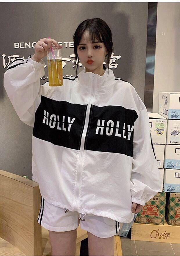 ÁO KHOÁC DÙ 2 LỚP NAM NỮ CHỐNG NẮNG CHỮ HOLLY FORM RỘNG TP UZU.STORE