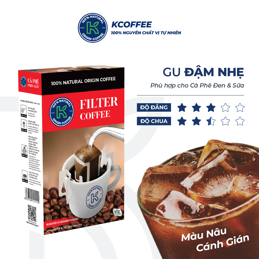 Cà phê phin giấy k coffee filter 105g