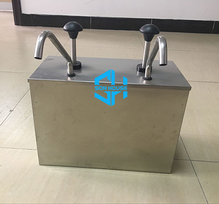 Thùng bơm tương ớt tương cà bằng inox 304 - 2 vòi dùng tích 4 lít