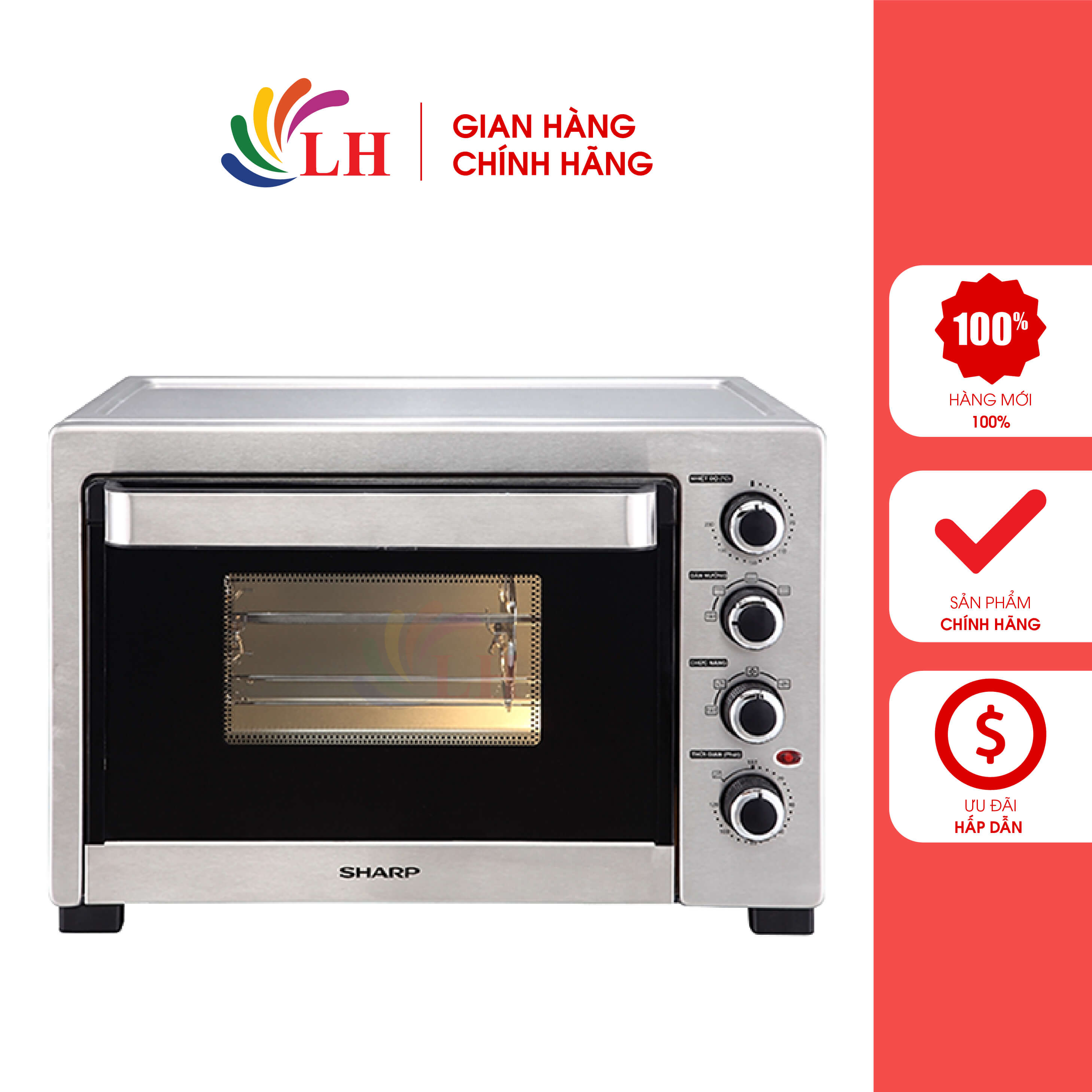 Lò nướng sharp 32 lít eo-a324rcsv-st - hàng chính hãng - chất liệu thép không gỉ, dung tích 32 lít, công suất 1500w