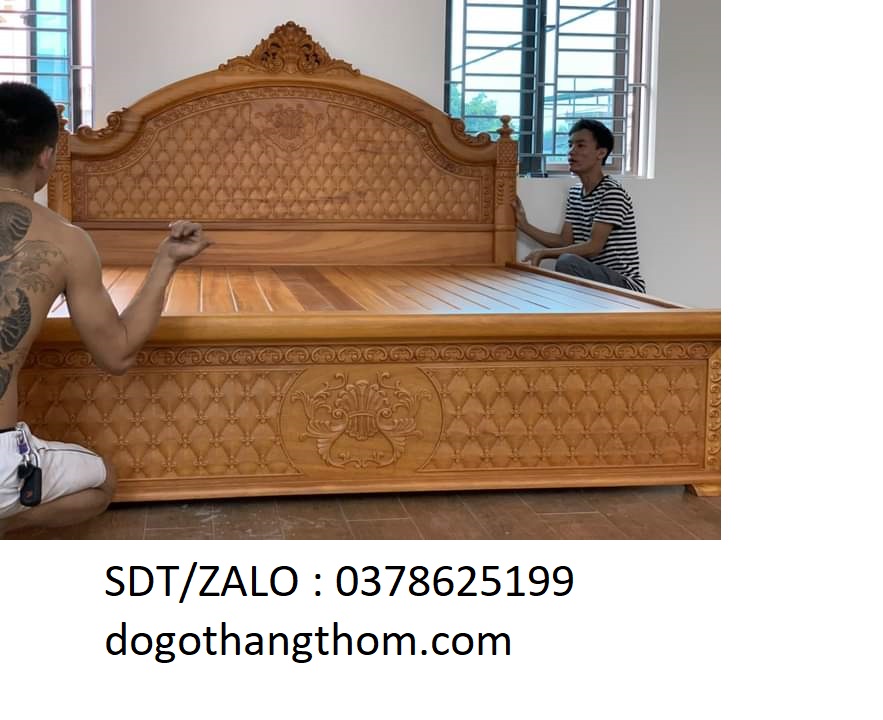 giường ngủ hoàng gia gỗ sồi 1m8x2m rác phản gỗ sồi