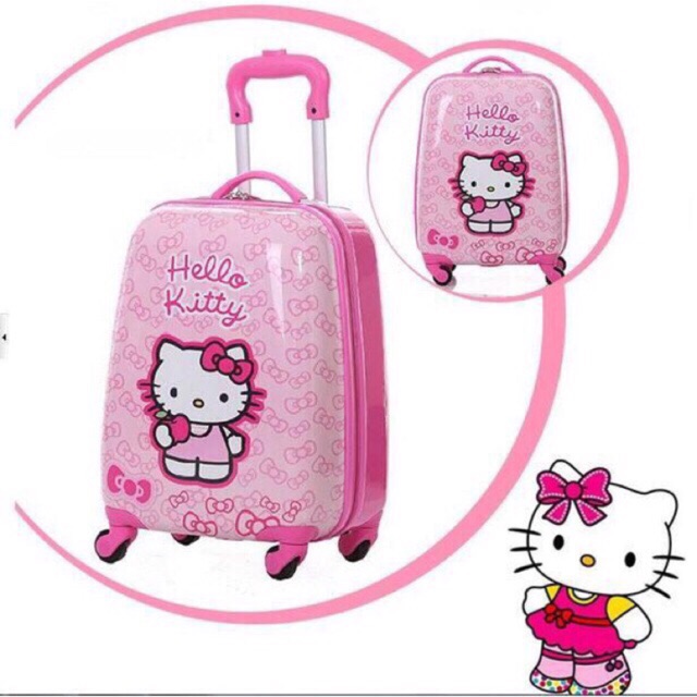 Vali kéo Hello kitty hồng cho bé size 18 inch