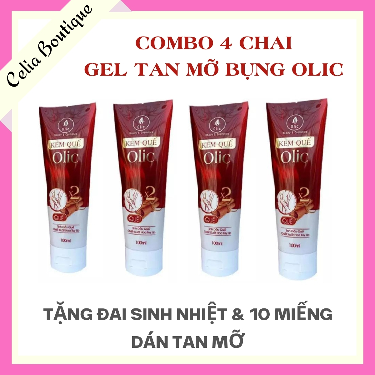 Combo 4 chai gel tan mỡ quế olic co - kem giảm mỡ bụng hiệu quả