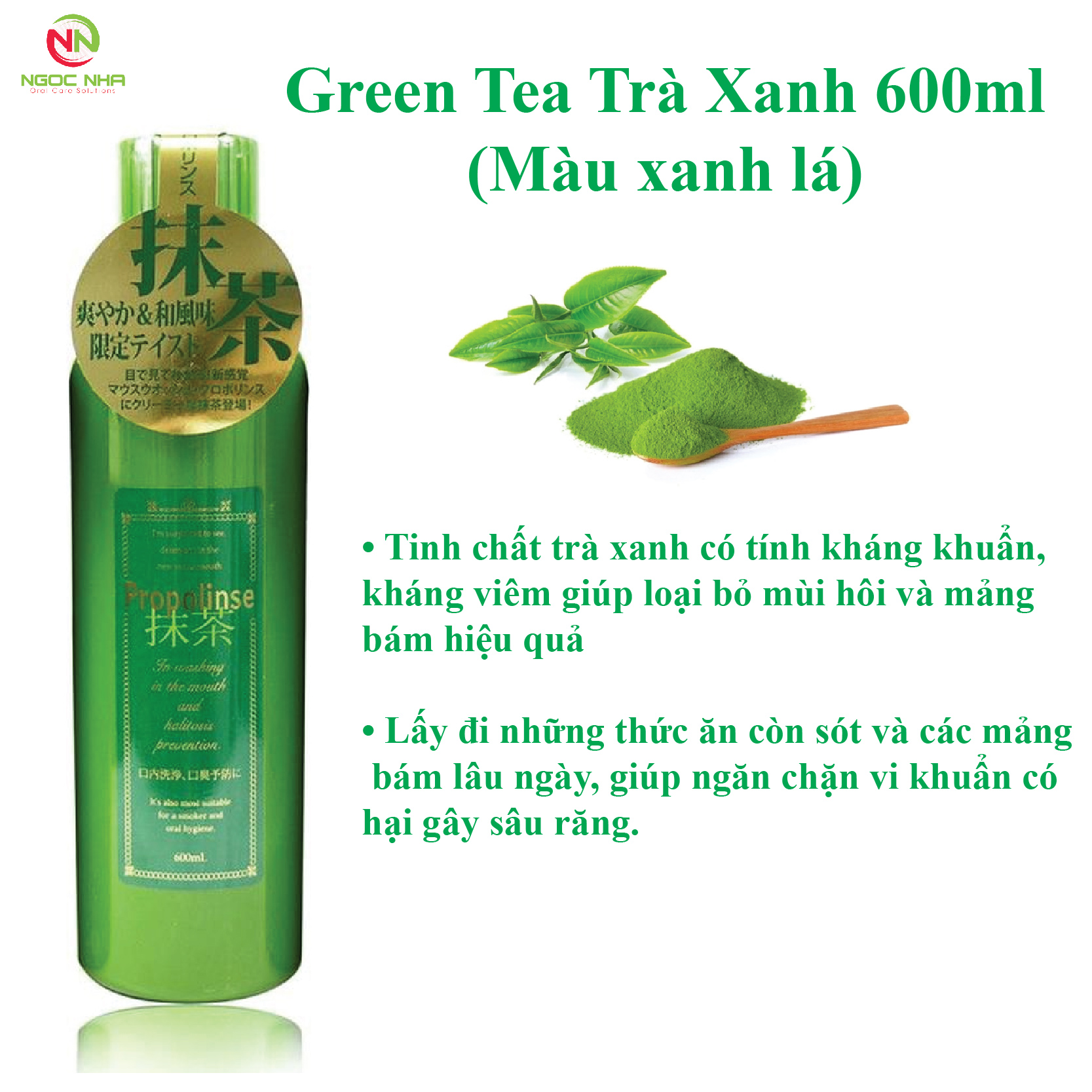 Nước súc miệng Propolinse chiết xuất trà xanh 600ml không cồn - Hàng nhập khẩu Nhật Bản chính hãng