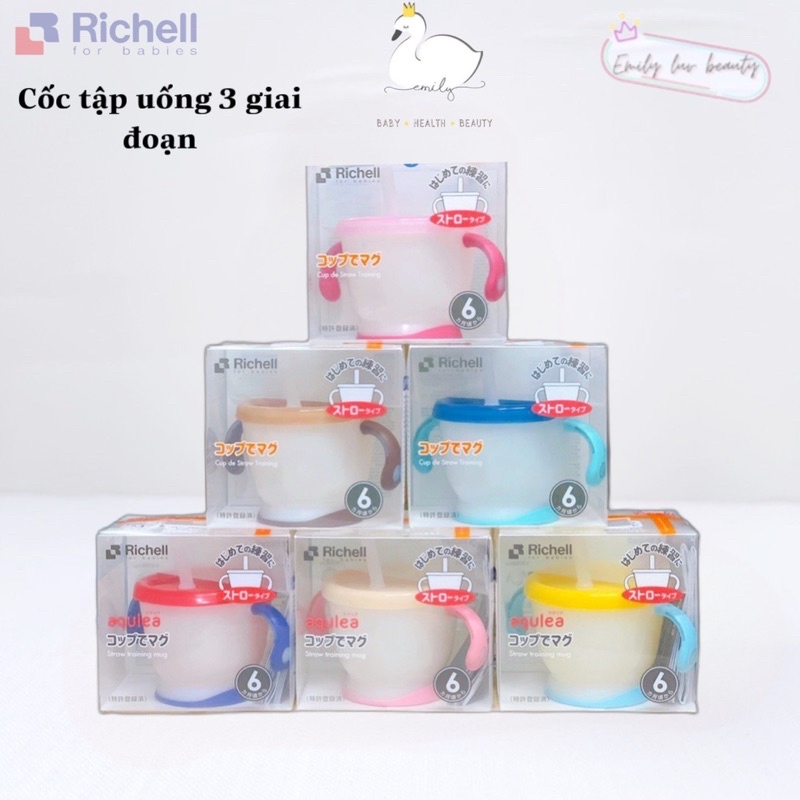 Cốc tập uống 3 giai đoạn Richell hàng Nhật chính hãng