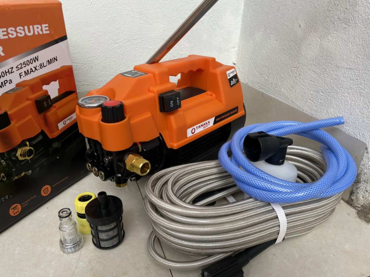 Máy rửa xe áp lực cao, Máy bơm rửa xe gia đình, máy rửa xe công suất mạnh 2500W, máy rửa xe mi ni, máy rửa xe áp lực cao, máy xịt rữa xe dễ dàng sử dụng, ống bơm nước 15m, vòi bơm áp lực cao, lau rửa xe dễ dàng