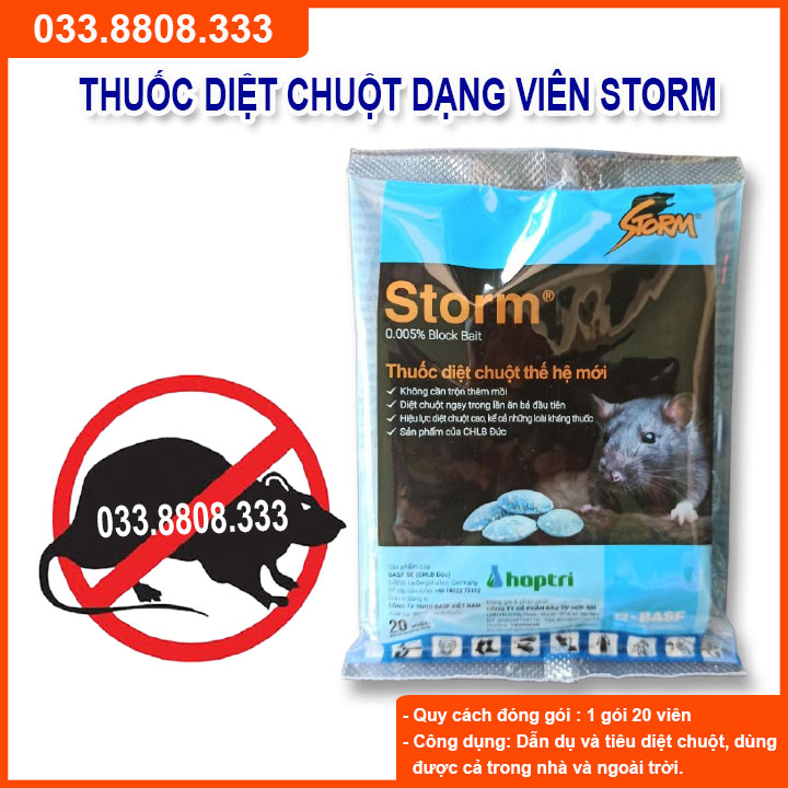 [Chính hãng] 100 viên Thuốc diệt chuột thế hệ mới Storm (kẹo chuột tác dụng mạnh)