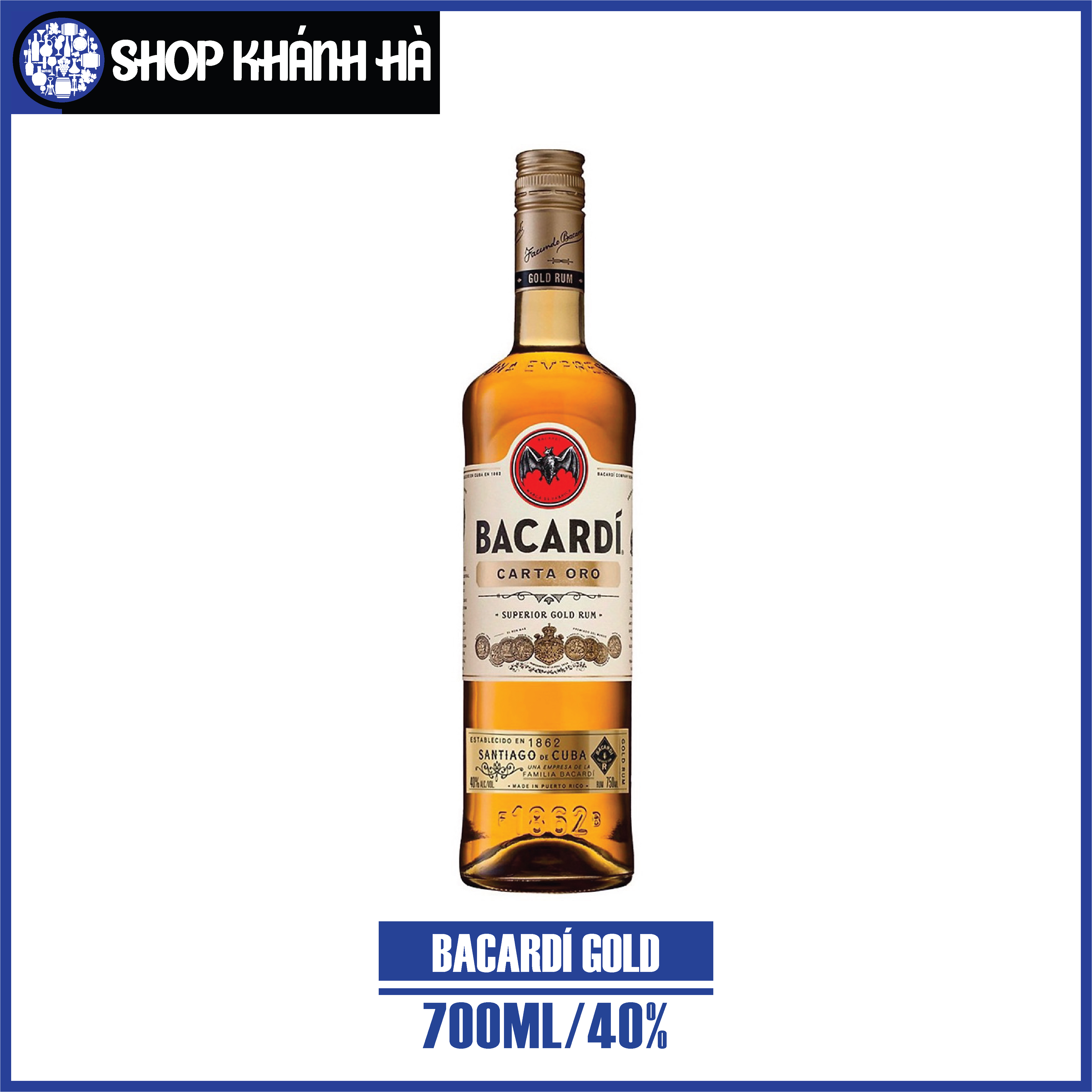 Bacardi gold rum - chai/700ml - 40