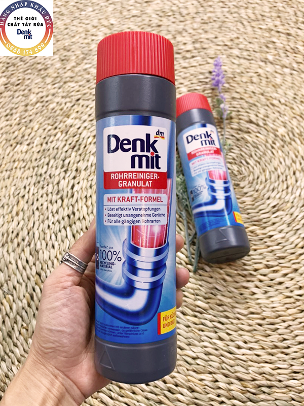 Denkmit - Bột thông tắc đường ống cho bồn cầu bồn rửa mặt bồn rửa bát Denkmit Rohrreiniger Granulat 600g nhập khẩu Đức